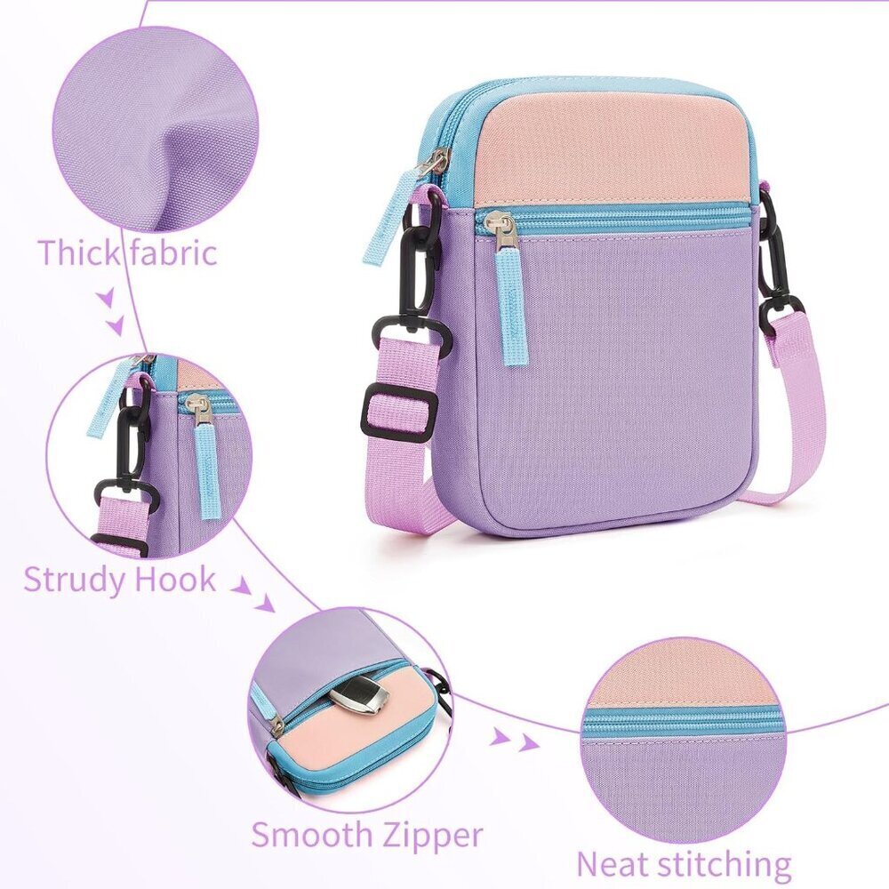 Kids Colorblock Crossbody Purse for Girls, Compact 7.8-inch, Zipper Closure - Picture 6 of 8
